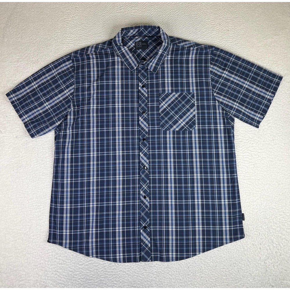 Magpul Shirt Men's 3XL Blue Plaid Snap Up Short Sleeve Cotton Blend Casual